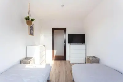 Ein Bett oder Betten in einem Zimmer der Unterkunft SAP11- Fitter's apartment in Hilden