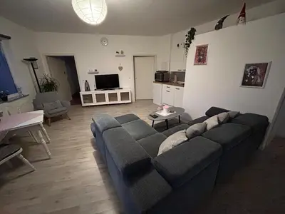 Ein Sitzbereich in der Unterkunft Rundes Bungalow mit guten Anbindungen