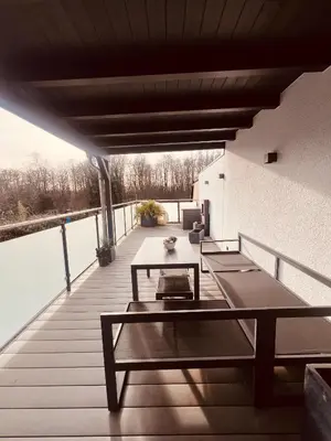 Ein Balkon oder eine Terrasse in der Unterkunft FeWo Schicht im Schacht