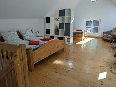 Ein Sitzbereich in der Unterkunft Ferienwohnung Bauernhofromantik