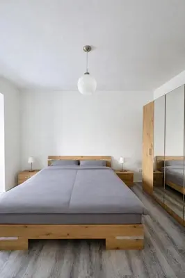 Ein Bett oder Betten in einem Zimmer der Unterkunft Helle Erdgeschosswohnung in Hamm für bis zu 4 Personen