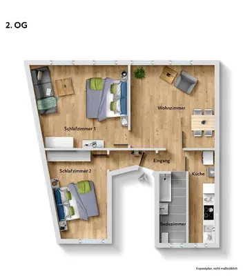 Grundriss der Unterkunft Wuppertal nähe DUS, 2 Bedrooms, Parking