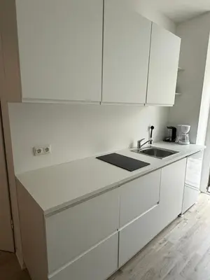 Küche/Küchenzeile in der Unterkunft Zentrales Apartment mit Terrasse neu renoviert