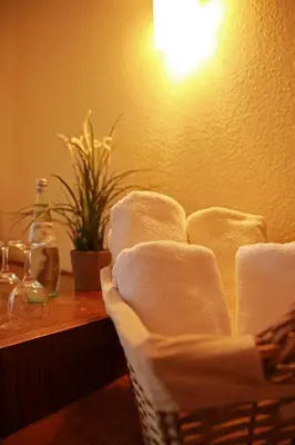Ein Sitzbereich in der Unterkunft Hotel in der Strassen
