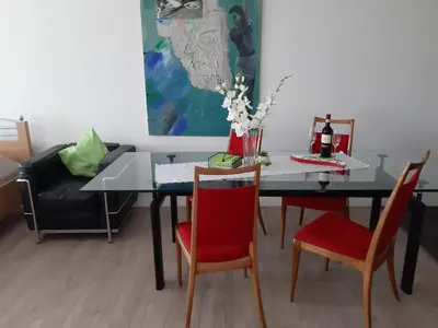 Ein Sitzbereich in der Unterkunft Wohnung Weitblick Haan