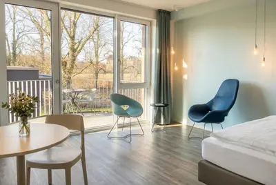 Ein Sitzbereich in der Unterkunft Steverbett Hotel