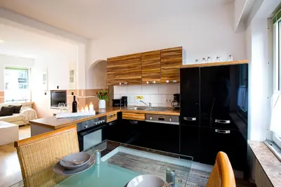 Küche/Küchenzeile in der Unterkunft Neanderappartement
