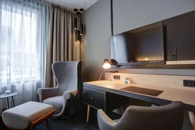 Ein Sitzbereich in der Unterkunft Vienna House Easy by Wyndham Dortmund City