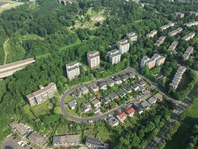 Blick auf Ferienwohnung Weitblick aus der Vogelperspektive