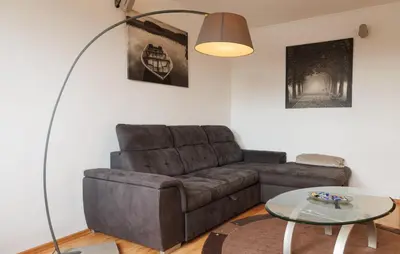 Ein Sitzbereich in der Unterkunft Modernes 3-Zimmer Apartment für 5 Personen nahe Messe Düsseldorf