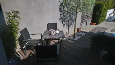 Ein Sitzbereich in der Unterkunft Glück Auf im Pott