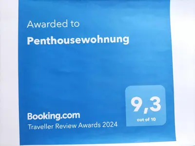 Ein Zertifikat, Auszeichnung, Logo oder anderes Dokument, das in der Unterkunft Penthousewohnung ausgestellt ist