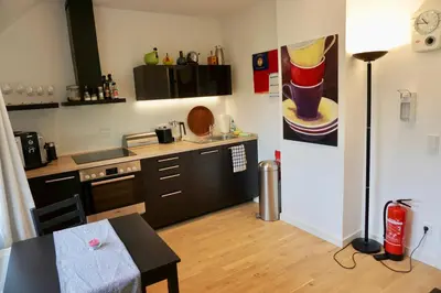 Küche/Küchenzeile in der Unterkunft Privatzimmer Schönfelder