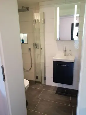 Ein Badezimmer in der Unterkunft Souterrainwohnung im Grünen