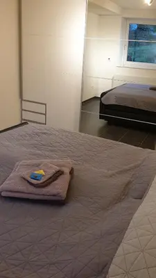 Ein Bett oder Betten in einem Zimmer der Unterkunft Souterrainwohnung im Grünen