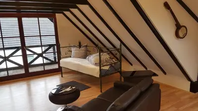 Ein Sitzbereich in der Unterkunft Mühlenberger Ponyhof