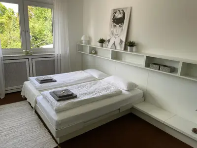 Ein Bett oder Betten in einem Zimmer der Unterkunft Messewohnung Düsseldorf