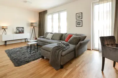 Ein Sitzbereich in der Unterkunft Lunas Appartements Essen