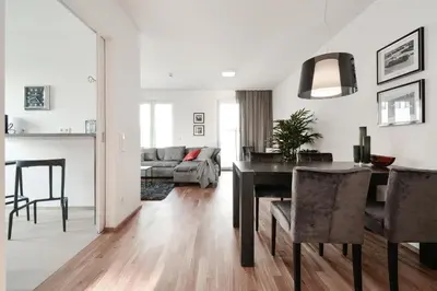 Ein Sitzbereich in der Unterkunft Lunas Appartements Essen