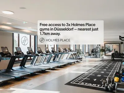 Das Fitnesscenter und/oder die Fitnesseinrichtungen in der Unterkunft Numa Düsseldorf Artol