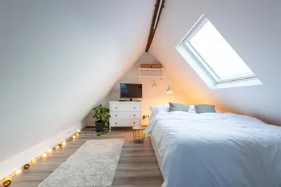 Ein Bett oder Betten in einem Zimmer der Unterkunft Heiligenhaus Appartement nähe Essen Düsseldorf
