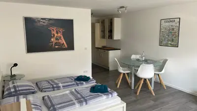 Ein Bett oder Betten in einem Zimmer der Unterkunft Schicht am Bach
