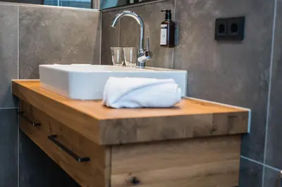 Ein Badezimmer in der Unterkunft Landhotel Jagdschlösschen
