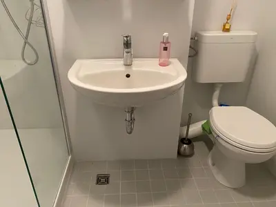 Ein Badezimmer in der Unterkunft Lichtdurchflutetes Apartment mit Blick ins Grüne