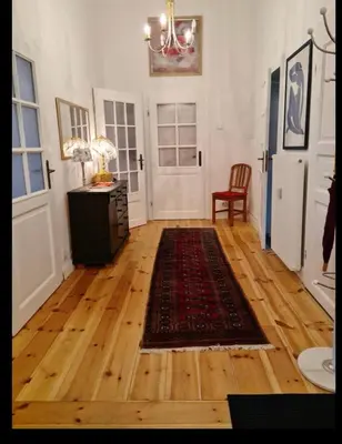 Grundriss der Unterkunft Nana-EG-80m2 sanierter Altbau-Parkplatz-kleiner Garten-WLAN-NETFLIX-2Zimmer-Küche-Dusche-Wanne-Waschmaschine