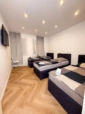 TV/Unterhaltungsangebot in der Unterkunft Ruhr Business Apartments Essen Apartment mit 5 Einzelbetten Privat Parkplatz
