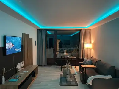 TV/Unterhaltungsangebot in der Unterkunft Themenpartment Himmel und Mehr Penthouse
