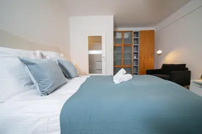 Ein Bett oder Betten in einem Zimmer der Unterkunft Apartment Blue - Zentral und gut angebunden