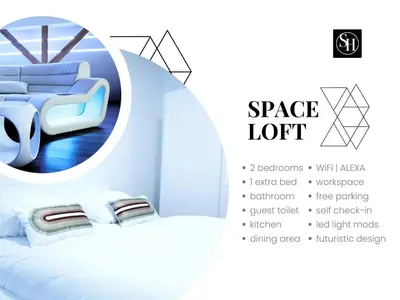 Grundriss der Unterkunft Space Loft Wohndesign mit 2 Schlafzimmern l 450m bis Uni