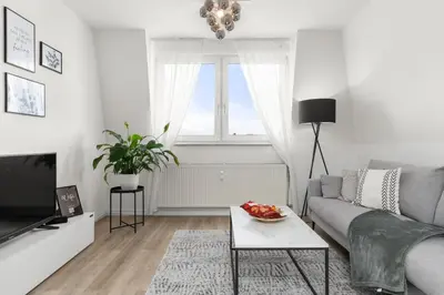 Ein Sitzbereich in der Unterkunft Maracoón - Suite Studios 1 Krefeld Uerdingen I 20 Min zur Messe