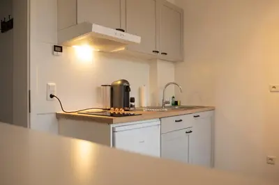 Küche/Küchenzeile in der Unterkunft JayBnB - Gemütliches Apartment direkt am Hafen von Dortmund