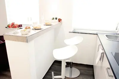 Küche/Küchenzeile in der Unterkunft superior Apartment mit WiFi l 400m bis Uni l Messe l IGA 27 l Zoo Dui