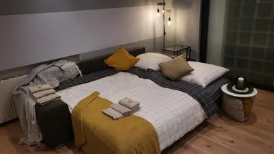 Ein Bett oder Betten in einem Zimmer der Unterkunft Modern Loft near City I free Parking I WiFi