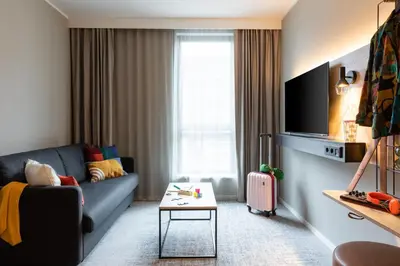 Ein Sitzbereich in der Unterkunft Moxy Dortmund City