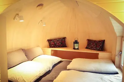 Ein Bett oder Betten in einem Zimmer der Unterkunft Tiny House Kotten Kunterbunt