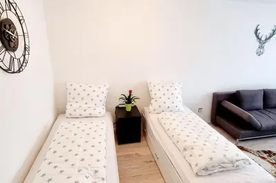 Ein Bett oder Betten in einem Zimmer der Unterkunft Schönes Apartment in Erkrath, Nähe Düsseldorf