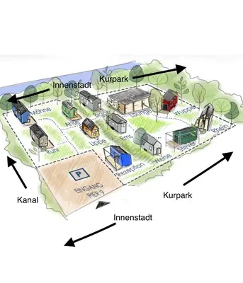 Grundriss der Unterkunft Tiny House Werse im PIER9 Tiny House Hotel