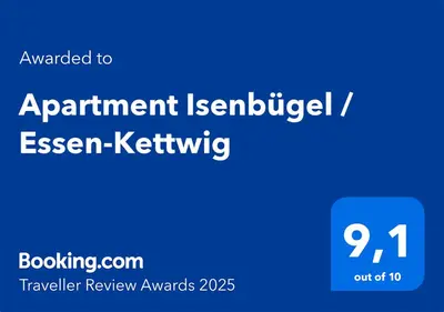 Ein Zertifikat, Auszeichnung, Logo oder anderes Dokument, das in der Unterkunft Apartment Isenbügel / Essen-Kettwig ausgestellt ist