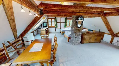 Ein Sitzbereich in der Unterkunft Haan-Ferienwohnung