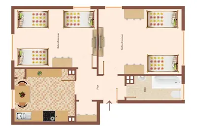 Grundriss der Unterkunft VAZ Apartments Haus Langerfeld für Monteure, TV, WLAN, Küche, nahe 3M und EDE