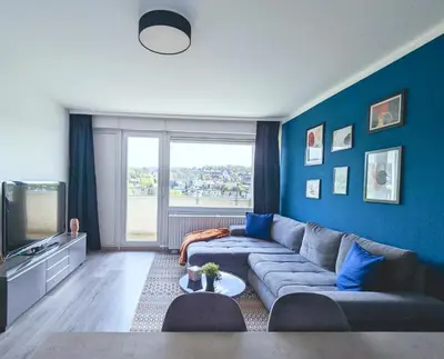 Ein Sitzbereich in der Unterkunft Modern flat with elevator/balcony/parking
