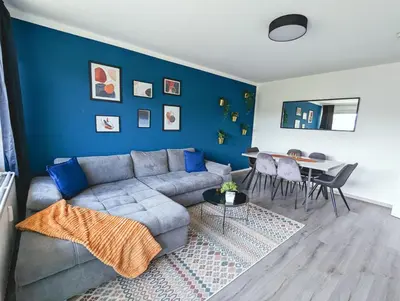 Ein Sitzbereich in der Unterkunft Modern flat with elevator/balcony/parking